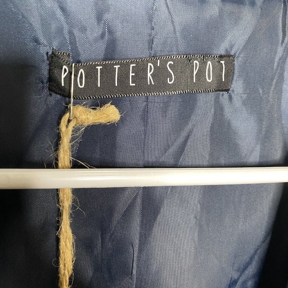 Potter's Pot Vest Women M Blue Casual Dressy Open Front Faux Pockets - Picture 2 of 9